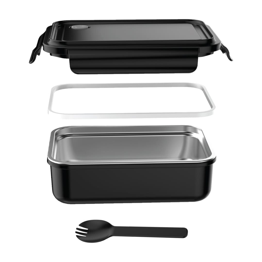 BERGEN - Hans Larsen Stainless Steel Lunch Box - 800ml - Black - Image 2