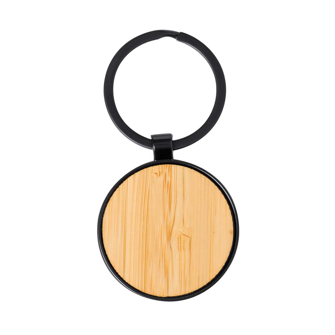 JACA - Round Bamboo Metal Keychain - Image 2