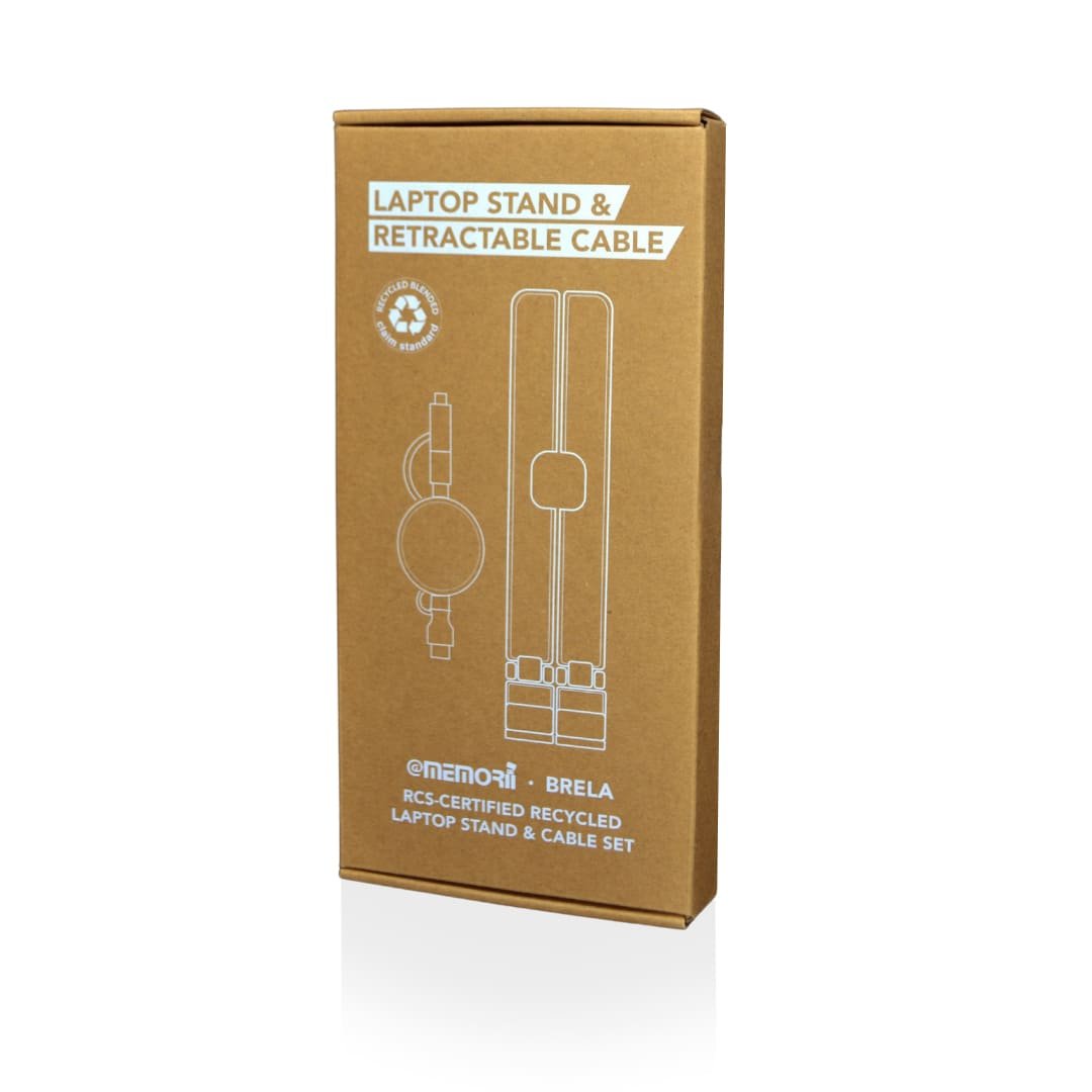 BRELA - @memorii Set of Recycled Laptop Stand and retractable cable - Black - Image 5