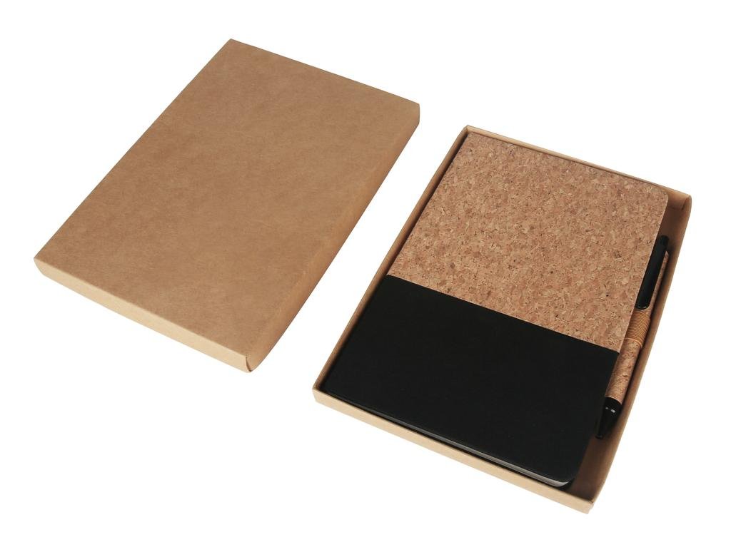 BORSA - eco-neutral A5 Cork Fabric Hard Cover Notebook and Pen Set - Black - Image 4