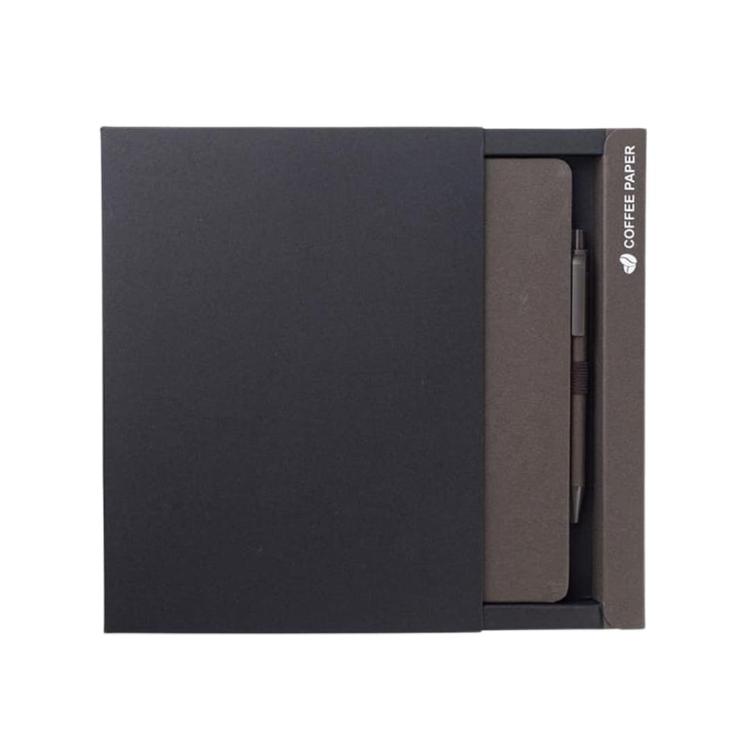 ABULA - eco-neutral® A5 Hard Cover Notebook & Pen Set - Coffee Paper - Image 6