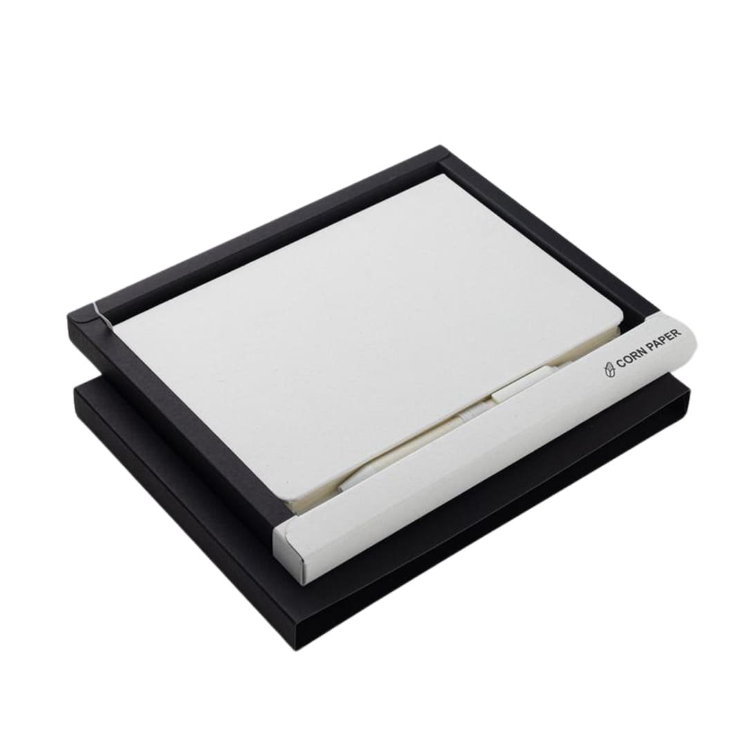 ABULA - eco-neutral® A5 Hard Cover Notebook & Pen Set - Corn Paper - Image 6