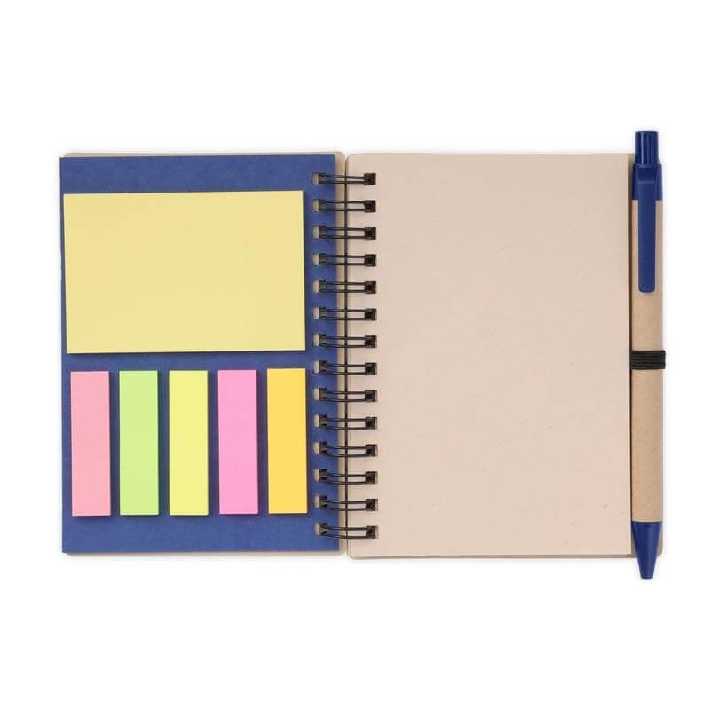 HASSA - eco-neutral A6 Notepad & Pen Set with Sticky Note - Navy Blue - Image 4