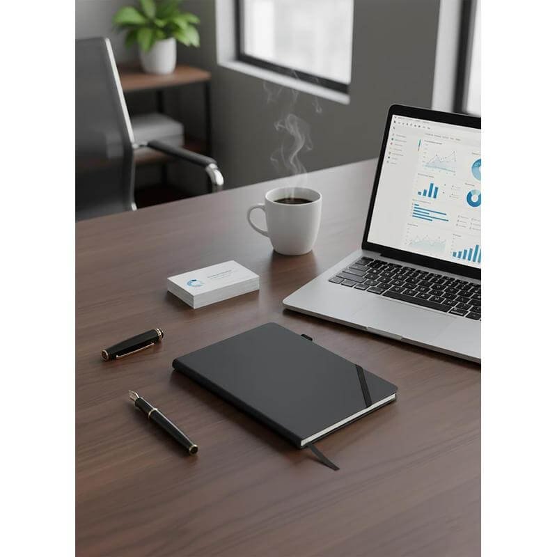 FAROE - Santhome A5 PU Hard Cover Notebook with Pen Loop - Black - Image 5