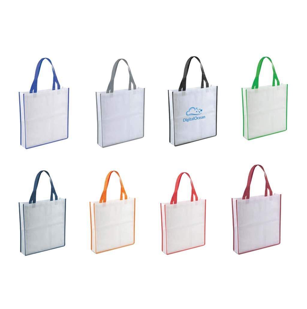 Non-Woven Shopping Bag Vertical White/Green - Image 2
