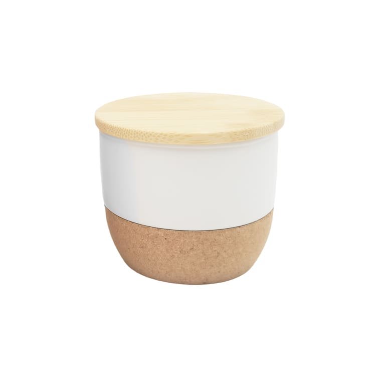 RAAHA Arabic Oudh Scented Candle in Ceramic Holder with Bamboo Lid White