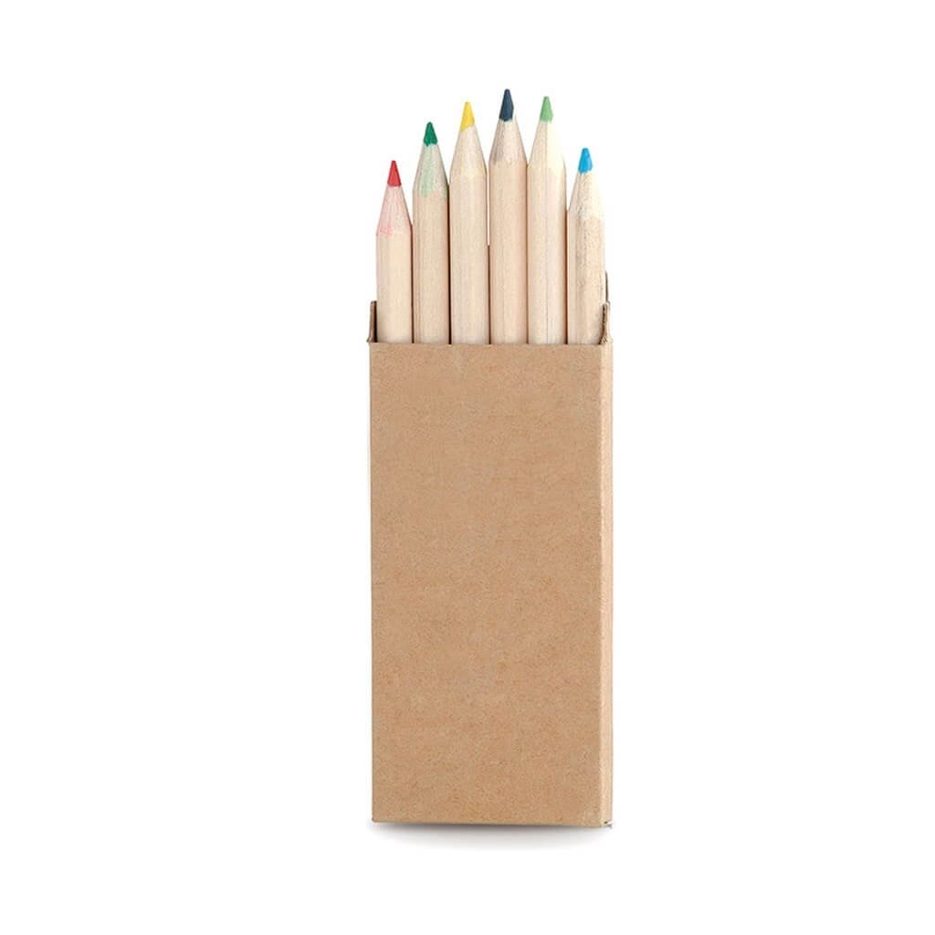 TERVEL Set of 6 Color Pencils in natural cardboard box