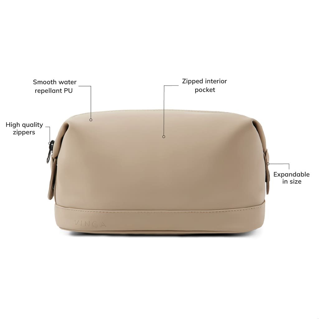 VINGA Baltimore Wash Bag - Beige - Image 6