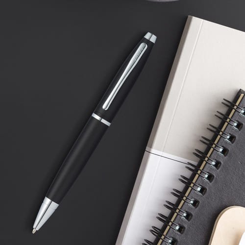 Cross Calais™ Matte Black with Polished Chrome Appointments Ballpoint Pen (Blue Ink) - Image 6