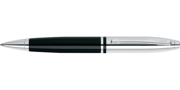 Cross Calais™ Chrome/Black Lacquer with Polished Chrome Appointments Ballpoint Pen (Blue Ink) - Image 2