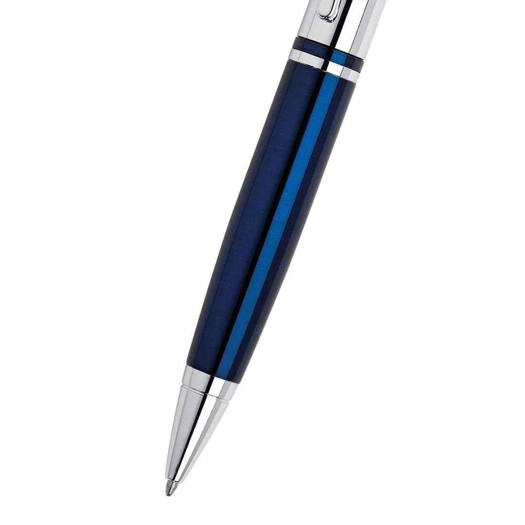 Cross Calais™ Chrome/Blue Lacquer with Polished Chrome Appointments Ballpoint Pen (Blue Ink) - Image 3