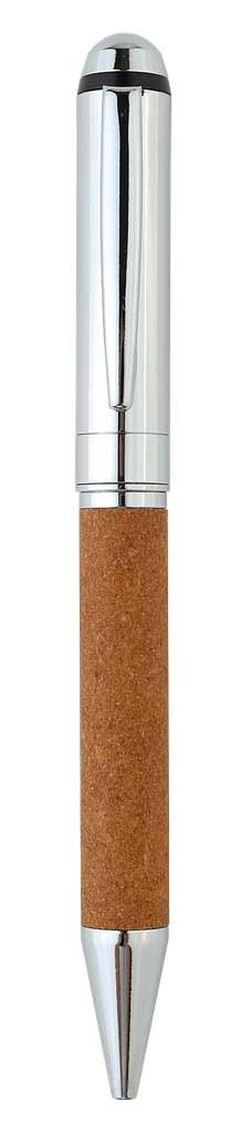 KORU - eco-neutral Metal Pen with Recycled Leather Barrel - Brown - Image 2