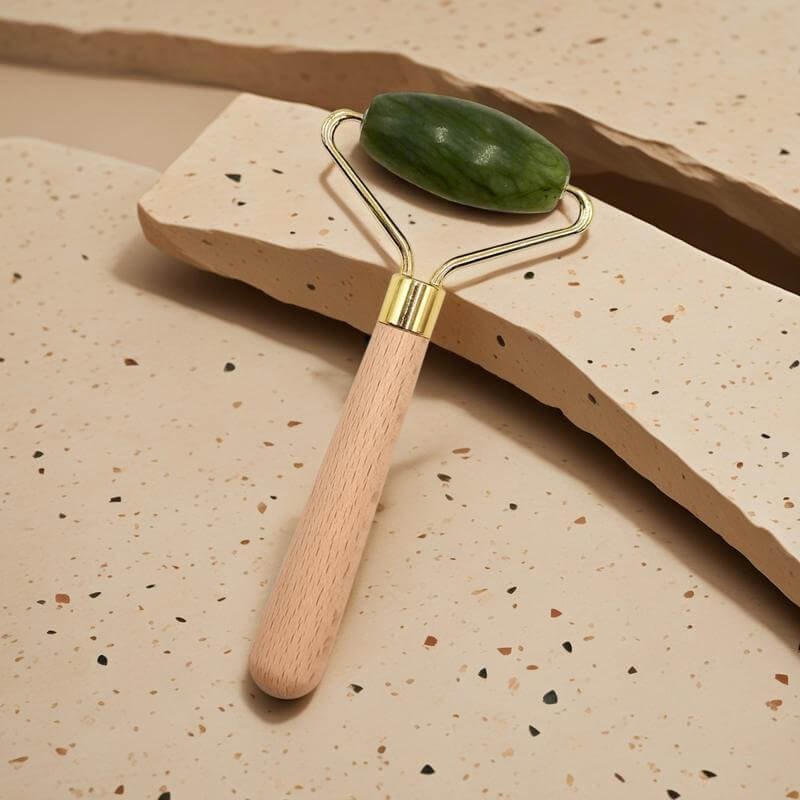 EVE - Jade Face Roller with Wooden Handle - Image 2