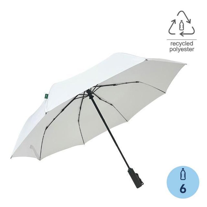 URBINO RPET Auto-Open 23" Umbrella with SPF50 UV Protection White