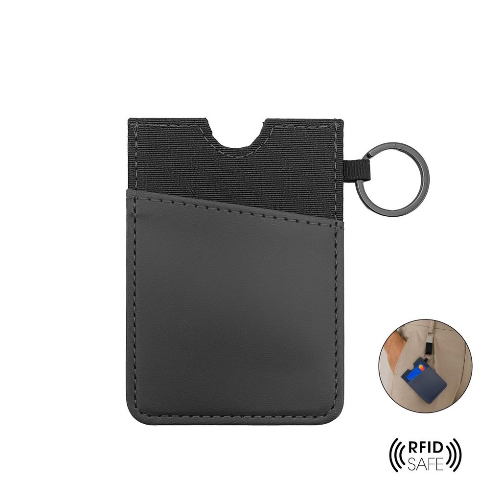 LUGANO Vertical RFID Cardholder Wallet with Keyring Carbon