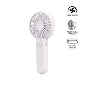 ROTO - Rechargeable Handheld Fan with Foldable Desk Stand - White