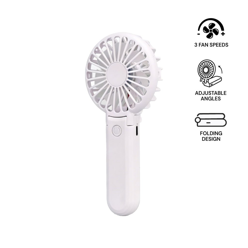 ROTO - Rechargeable Handheld Fan with Foldable Desk Stand - White