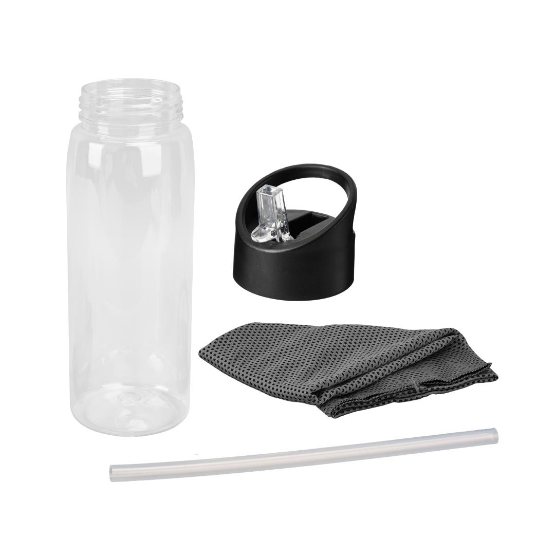 DEVON - Giftology RPET Cooling Towel in RPET Bottle 800 ml - Black - Image 2