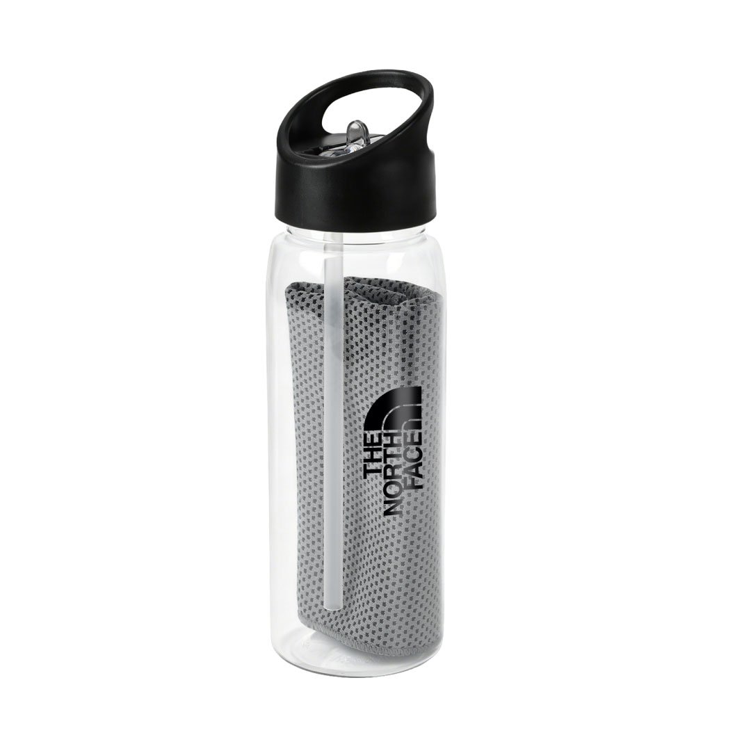 DEVON - Giftology RPET Cooling Towel in RPET Bottle 800 ml - Black - Image 3