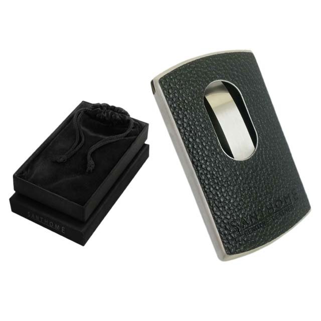 LITHIS Genuine Leather & Metal Cardholder