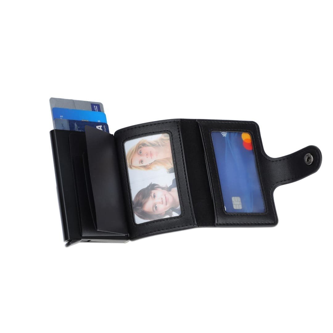 FLORINA - RFID PU Slim Cardholder Wallet - Black - Image 6