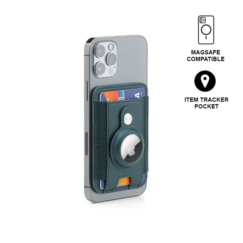 MARZ ® Magnetic Phone Cardholder with Tag Pocket Dark Green