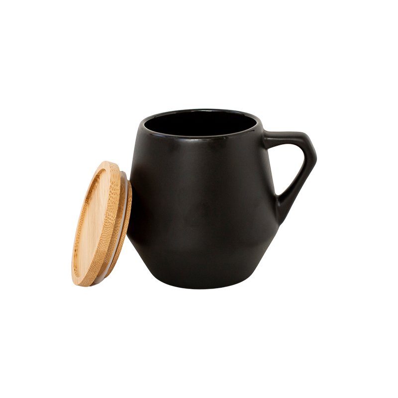 SEVILLA - eco-neutral Ceramic Mug with Bamboo Lid - Black - Image 3