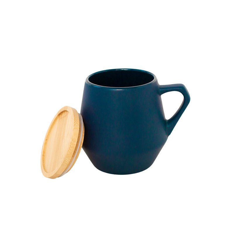 SEVILLA - eco-neutral Ceramic Mug with Bamboo Lid - Blue - Image 3