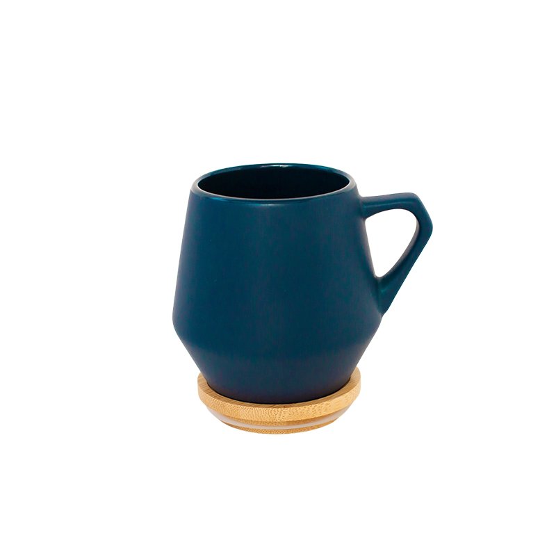 SEVILLA - eco-neutral Ceramic Mug with Bamboo Lid - Blue - Image 2