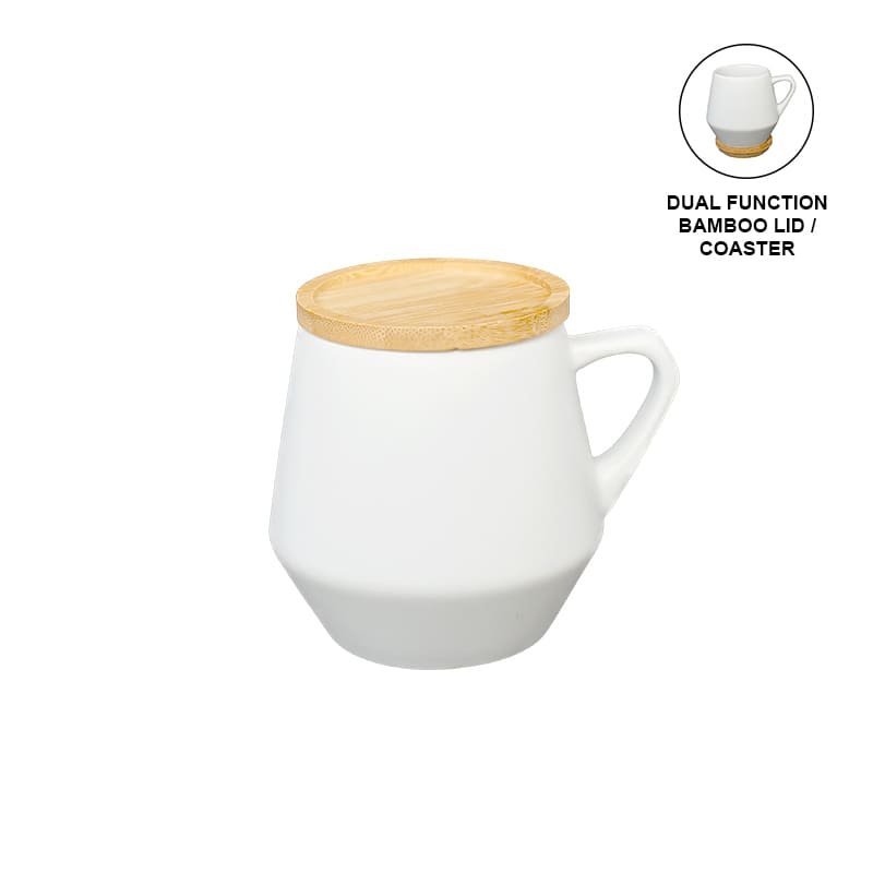 SEVILLA eco-neutral Ceramic Mug with Bamboo Lid White