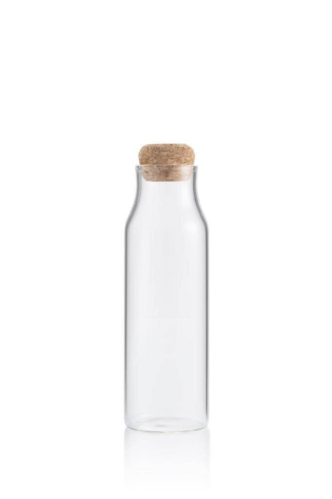 BERKA Borosilicate Glass Bottle with Cork Lid 600ml