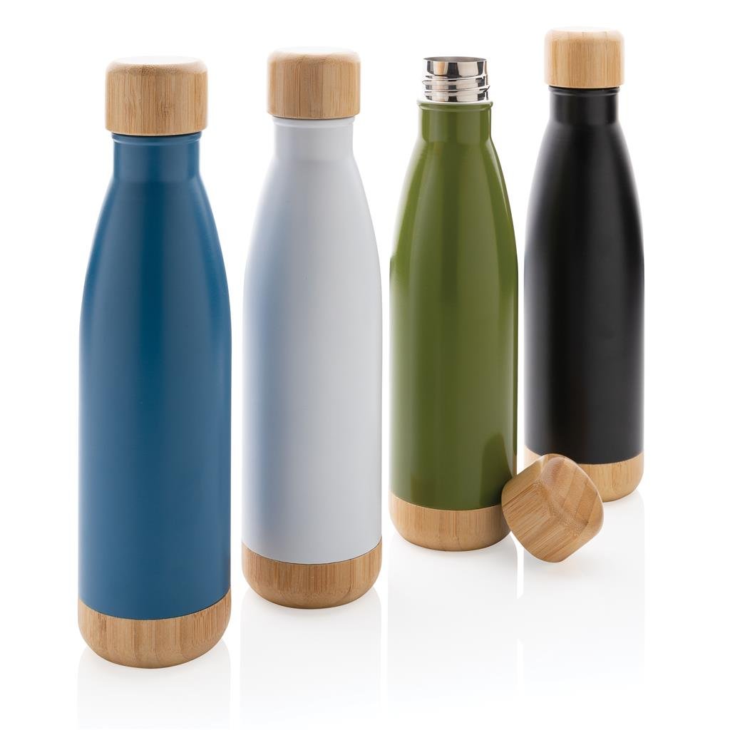 ODESSA - Giftology Double Wall Stainless Bottle with Bamboo Lid and Base - Green - Image 6