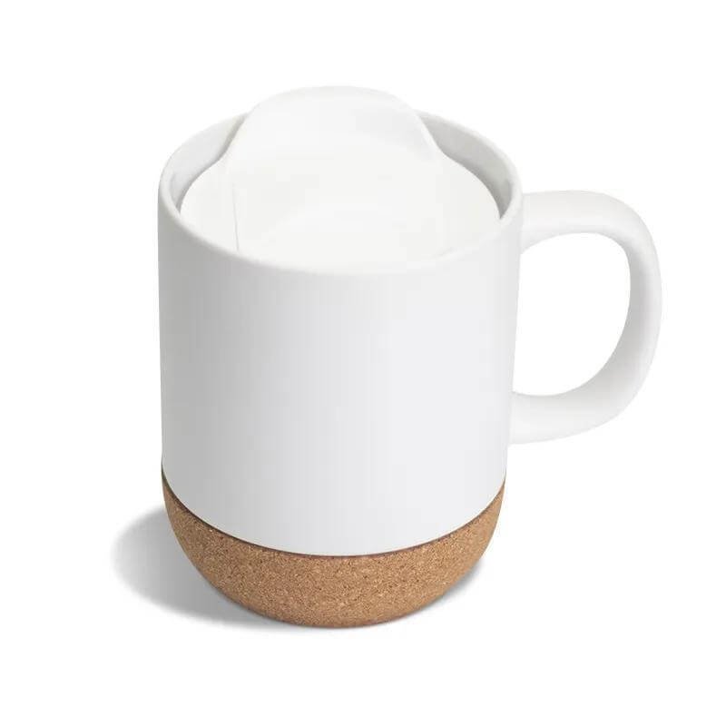 LUCCA - Giftology Ceramic Mug with Cork and Lid - White - Image 3
