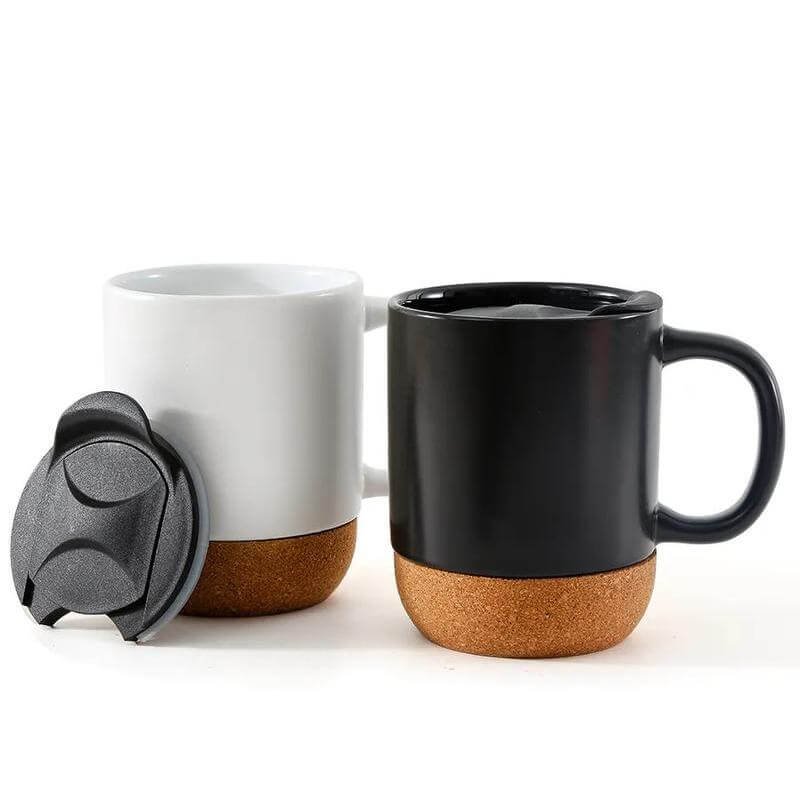 LUCCA - Giftology Ceramic Mug with Cork and Lid - White - Image 2