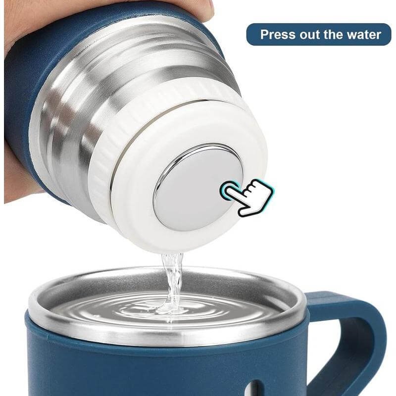 SAFFLE - Giftology Family Set of Vacuum Flask & Two Cups - Navy Blue - Image 4