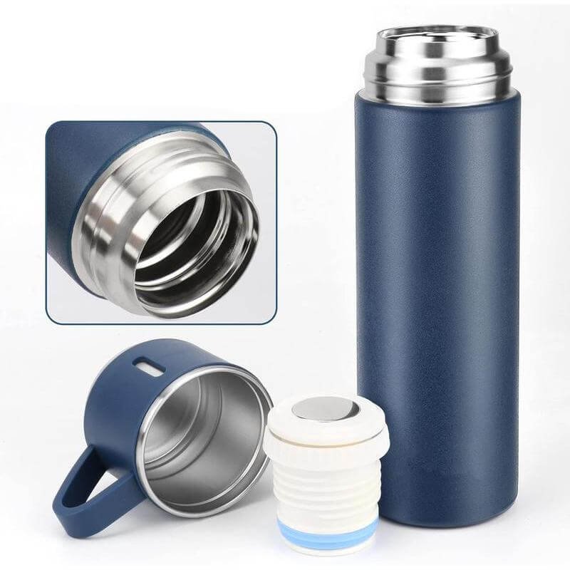 SAFFLE - Giftology Family Set of Vacuum Flask & Two Cups - Navy Blue - Image 2