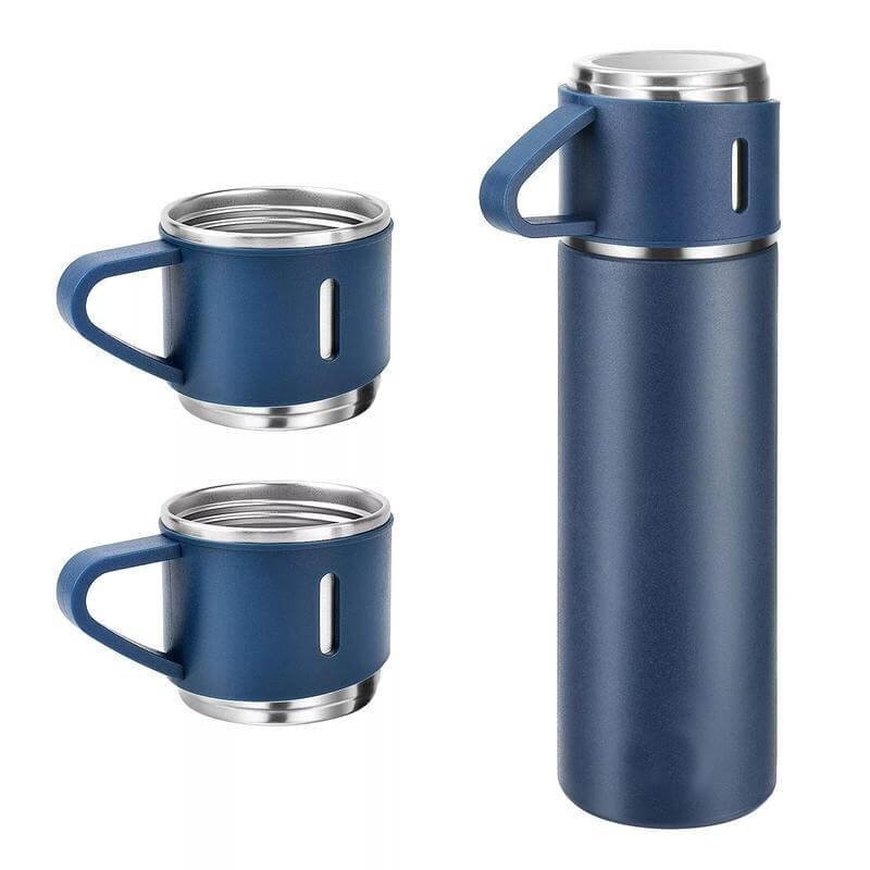 SAFFLE - Giftology Family Set of Vacuum Flask & Two Cups - Navy Blue - Image 5