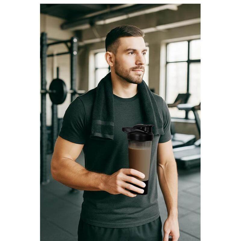 FINIQ - Giftology Protein Shaker Water Bottle with Cup - Black - Image 5