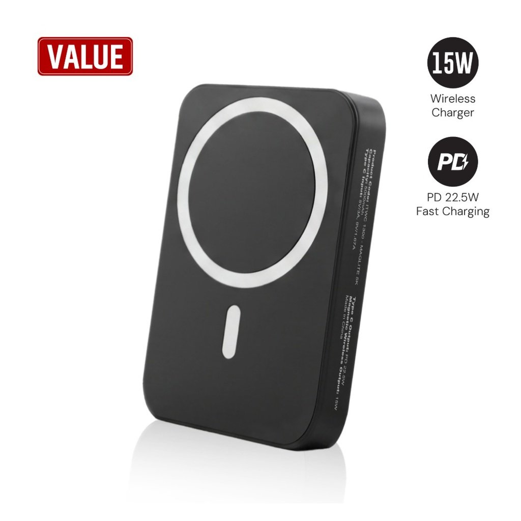 Maglite 5K 5000 mAh Magnetic Wireless Power Bank Black