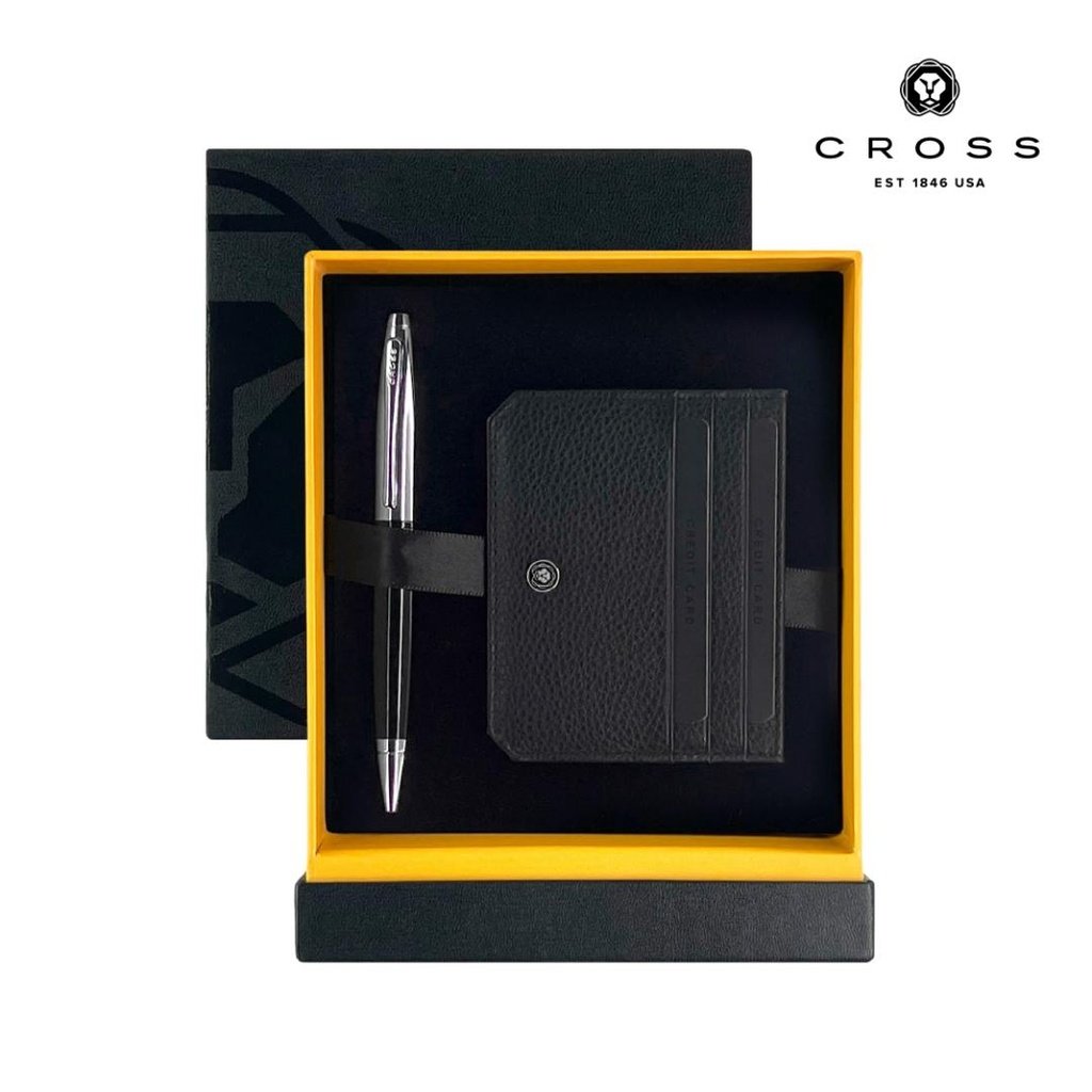 Cross Calais™ Ballpoint Pen with Leather Cardholder Black