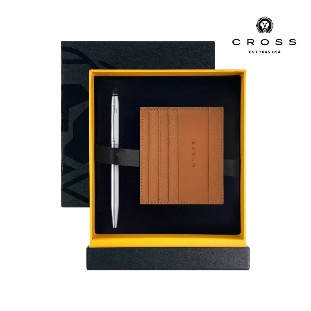 Cross Click™ Ballpoint Pen with Leather Cardholder Mocha