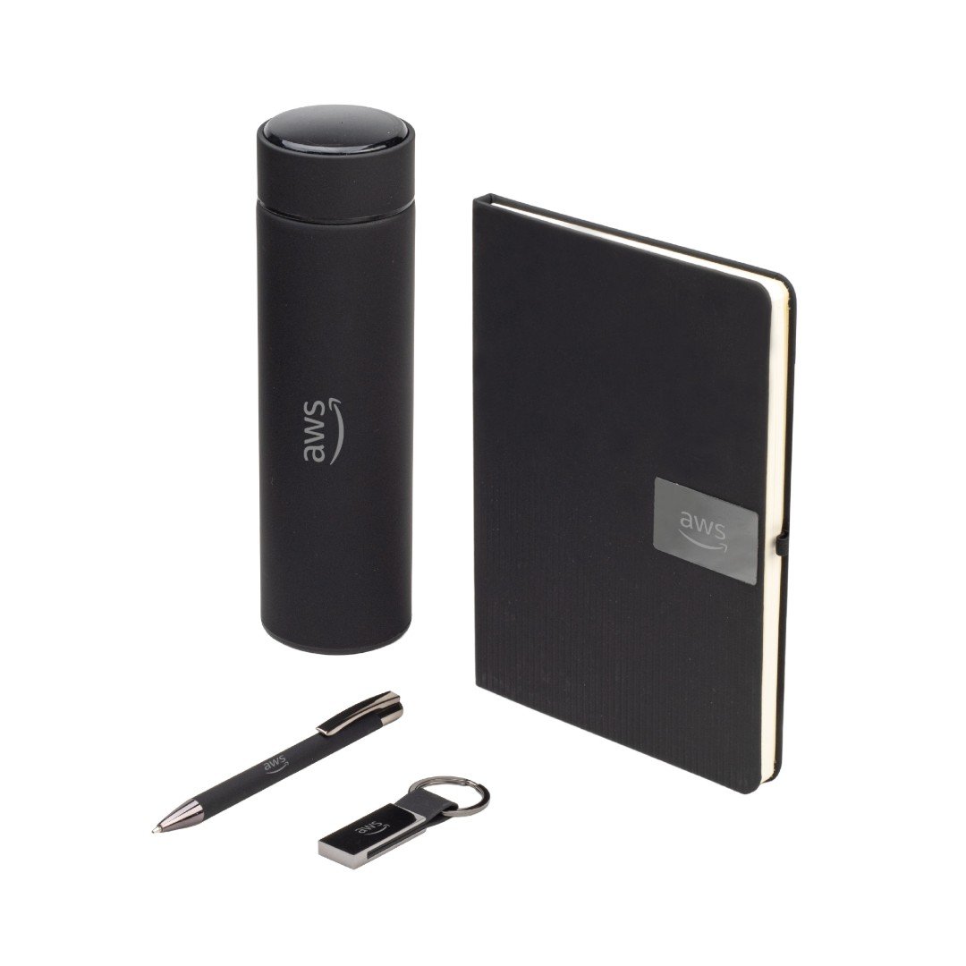 ORION SET Set of Temperature Flask, Notebook, Pen and Keychain Black - Image 3