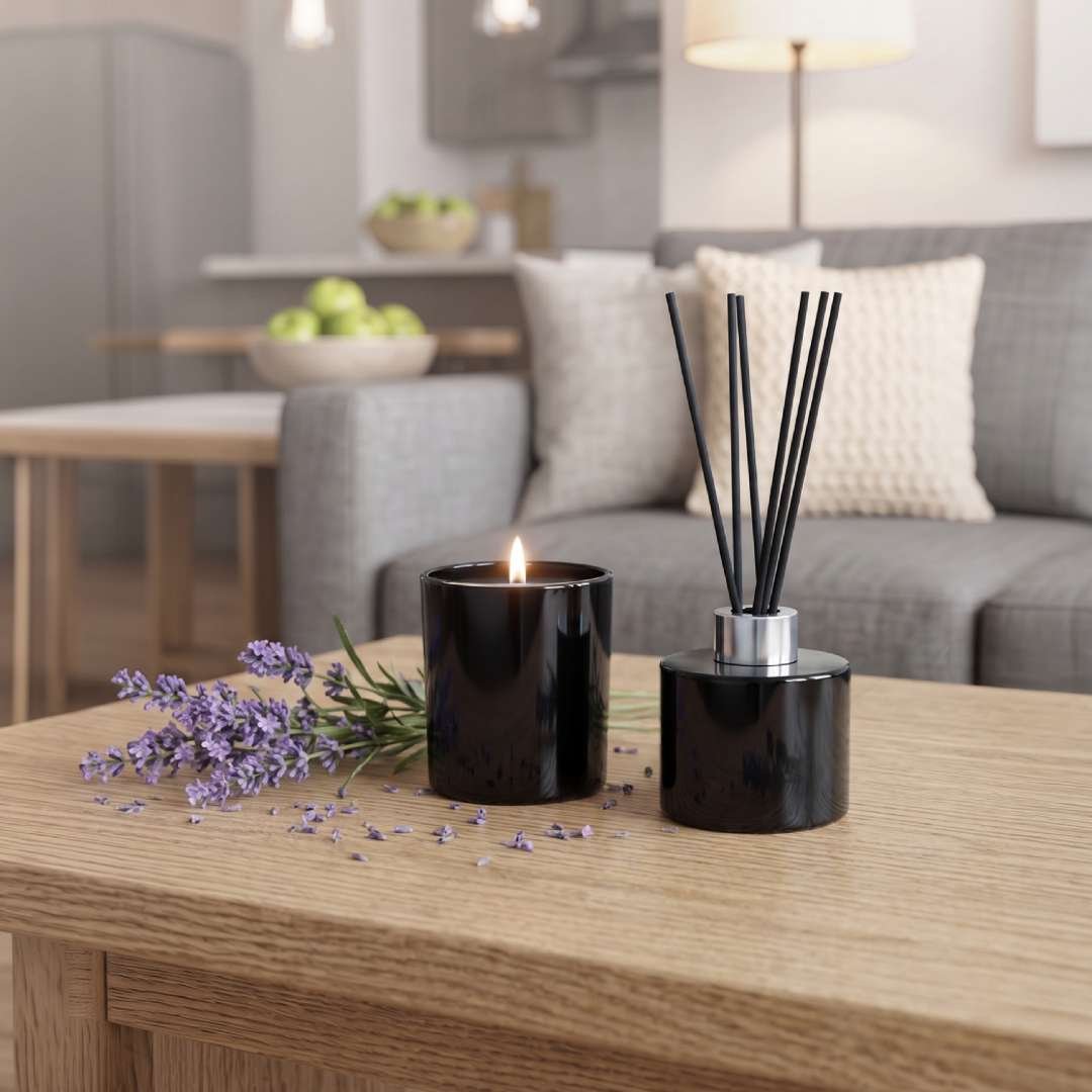 PROVENCE Lavender Scented Candle and Diffuser Set Black - Image 5