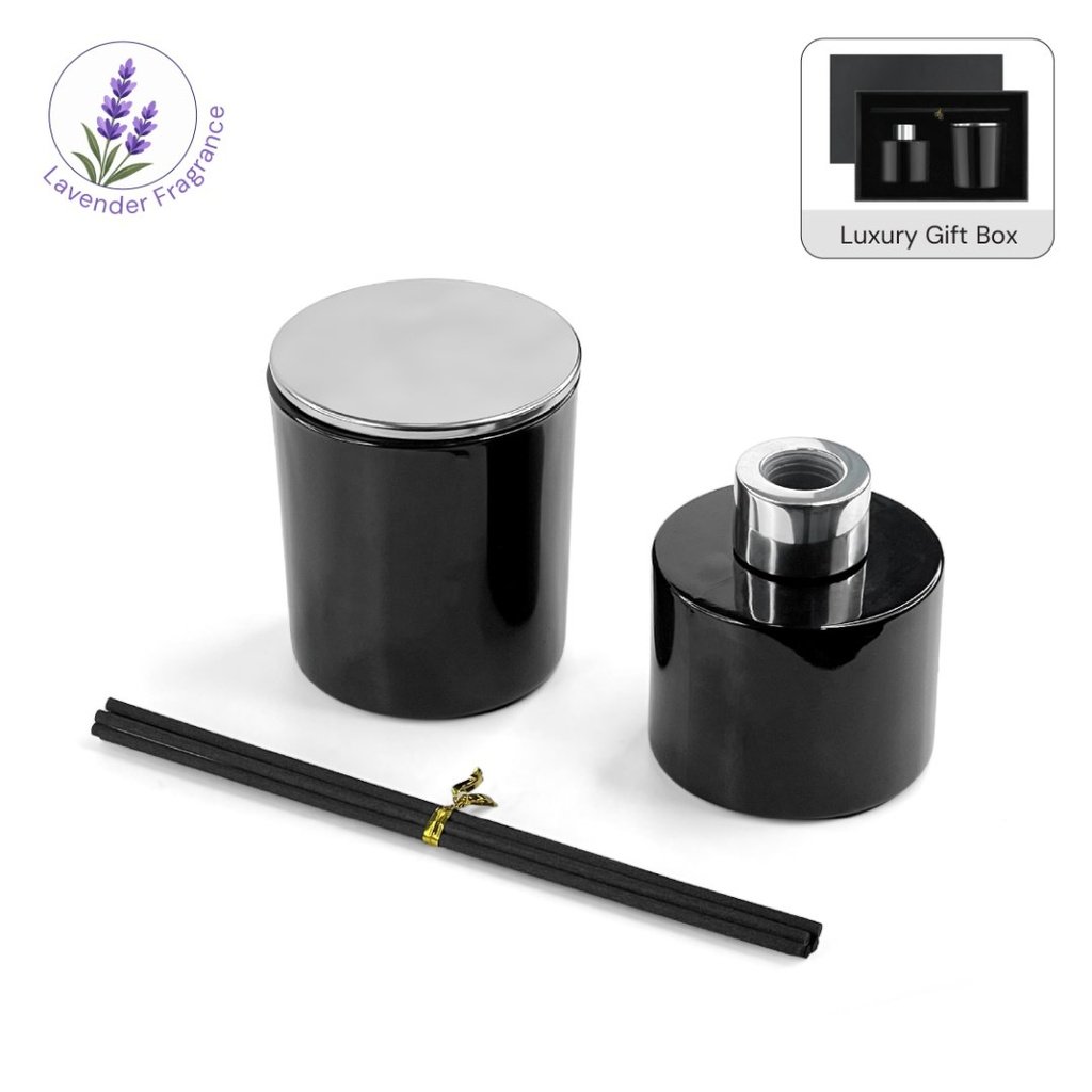 PROVENCE Lavender Scented Candle and Diffuser Set Black