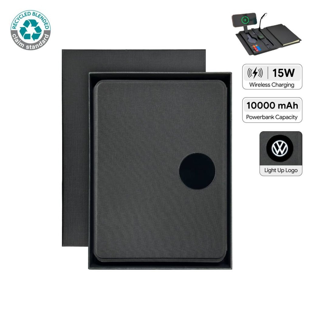 SOLAIS Recycled 10000 mAh Power Bank and 15W Magsafe Smart A5 Organizer Black