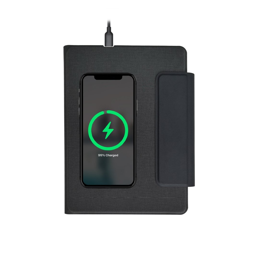 MagFolio A5 PU Portfolio with 15W MagSafe Wireless Charger Black - Image 2