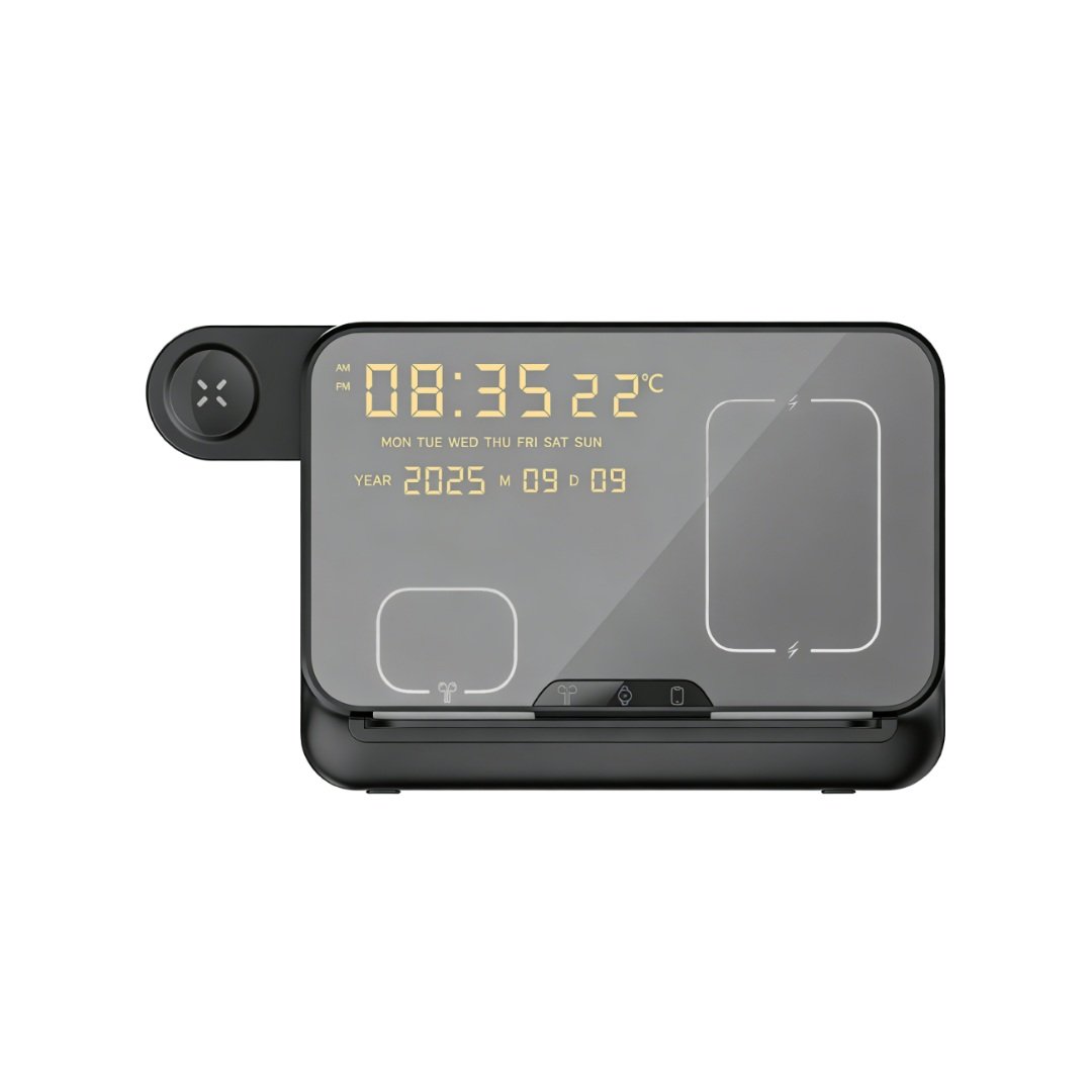 FAROS @memorii 5 in 1 Wireless Fast Charging Station with Display Clock Black - Image 3