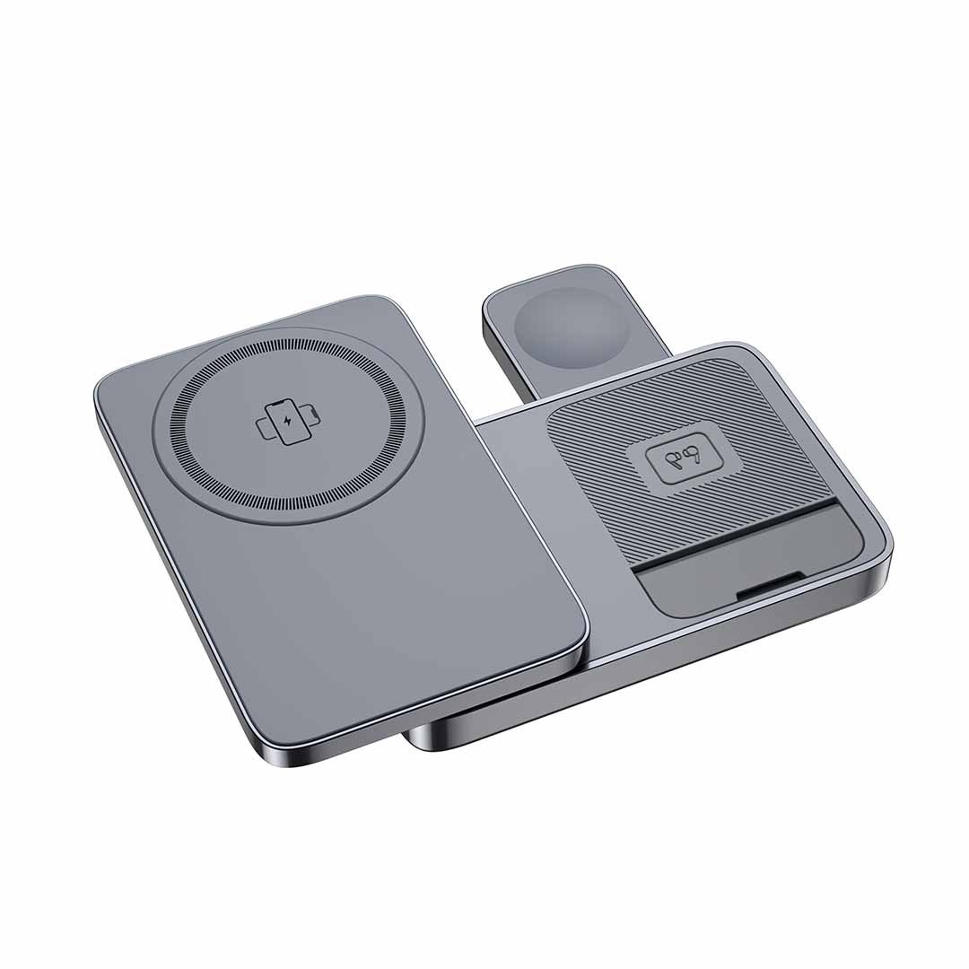 ARGENE @memorii Magfold 3 in 1 Wireless Charger Stand Metallic Grey - Image 4