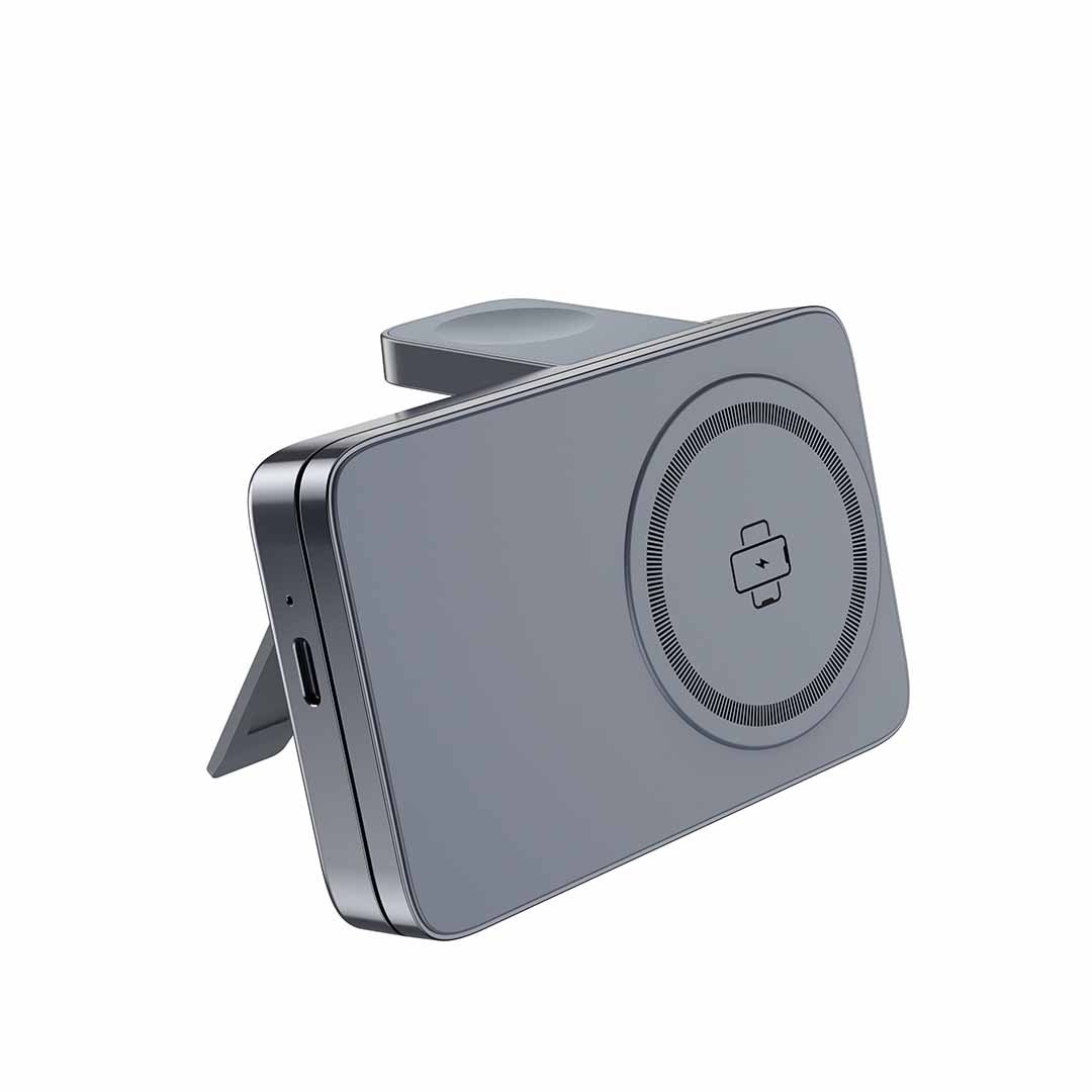 ARGENE @memorii Magfold 3 in 1 Wireless Charger Stand Metallic Grey - Image 3
