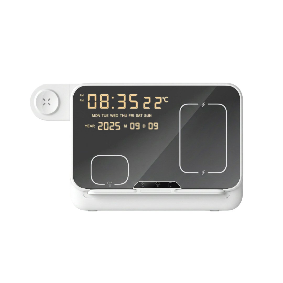 FAROS @memorii 5 in 1 Wireless Fast Charging Station with Display Clock White - Image 3